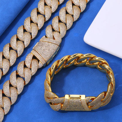 Wholesale 24mm Iced-Out Cuban Chain Necklace with Zircon Stones - CaratixJewelry