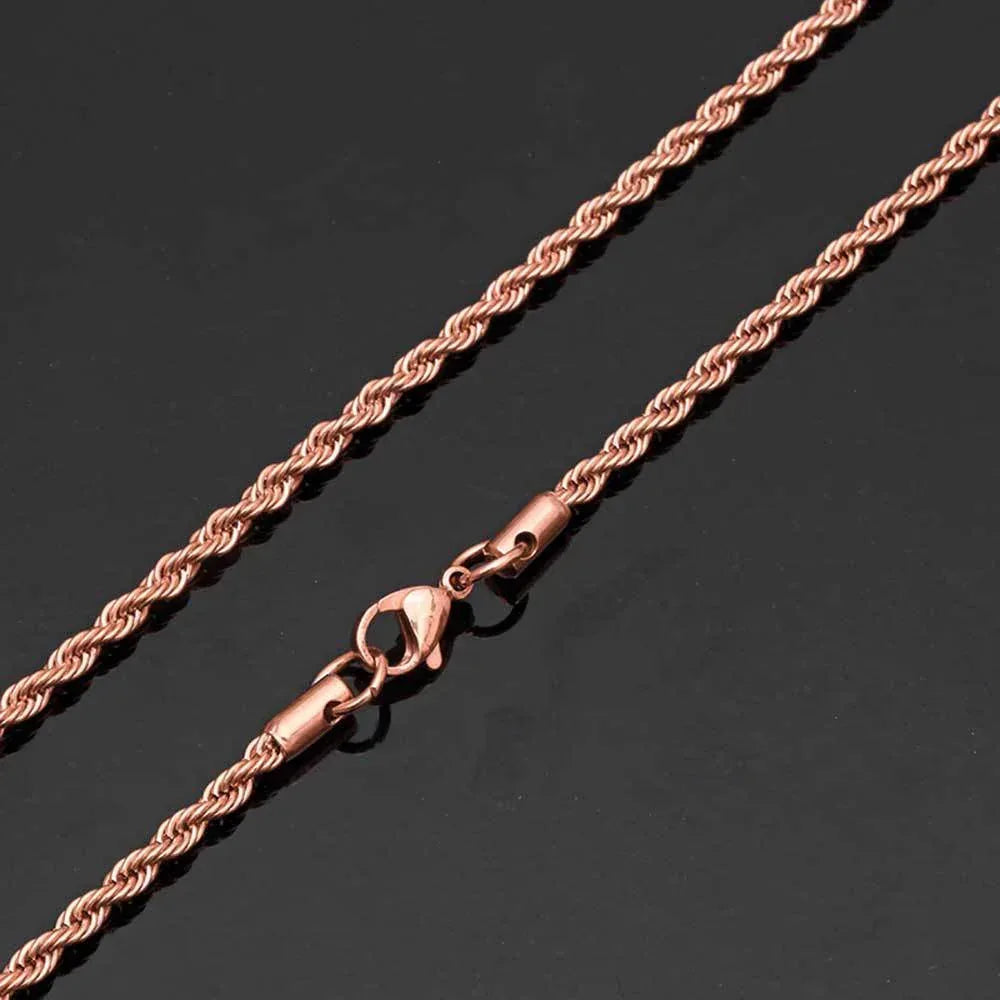 Stainless Steel Rope Chain Necklace 18K Gold Plated Unisex | Caratix Jewelry - CaratixJewelry