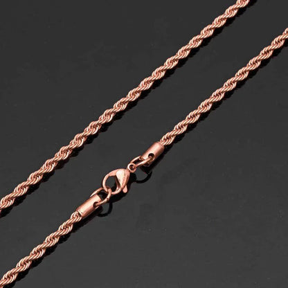 Stainless Steel Rope Chain Necklace 18K Gold Plated Unisex | Caratix Jewelry - CaratixJewelry