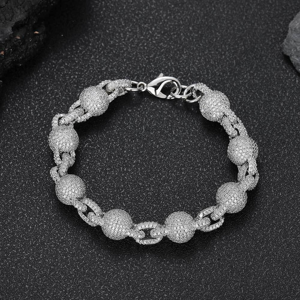 10.5mm Iced Out Zircon Bubble Bead Chain Bracelet for Men | Caratix Jewelry - CaratixJewelry