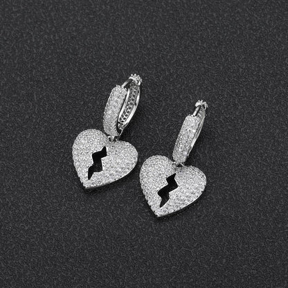 DIY Heartbreak Earrings with Micro-Pave Zircon Stones for Men | Trendy Hip Hop Jewelry | Caratix Jewelry - CaratixJewelry