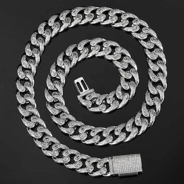 16mm Eyeglass Link Cuban Chain Necklace Zircon - CaratixJewelry