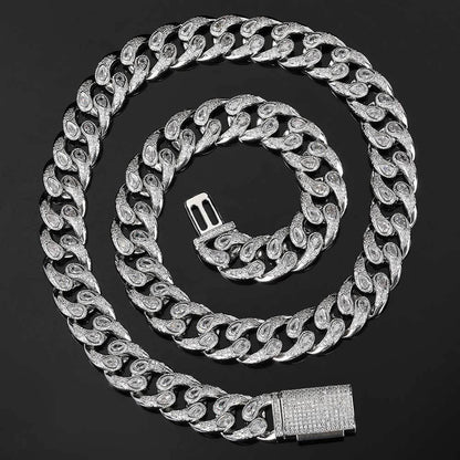 16mm Eyeglass Link Cuban Chain Necklace Zircon - CaratixJewelry