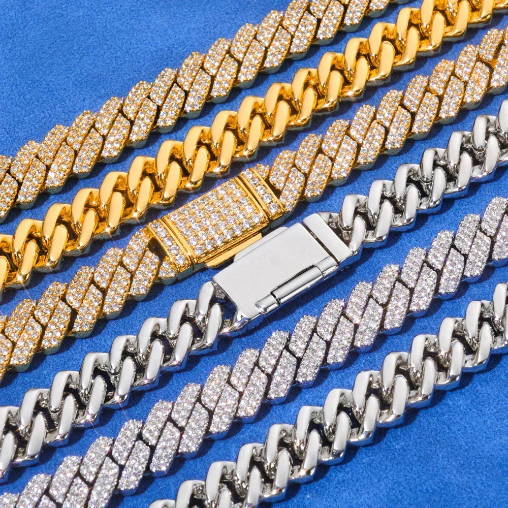 8mm Double-Row Moissanite Cuban Link Chain – S925 Sterling Silver Iced-Out Luxury Hip Hop Men’s Statement Necklace - CaratixJewelry