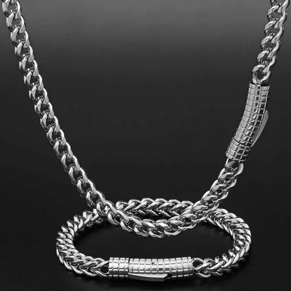 6mm Cuban Chain Necklace Stainless Steel Titanium Gold Chain Rapper Style | Caratix Jewelry - CaratixJewelry