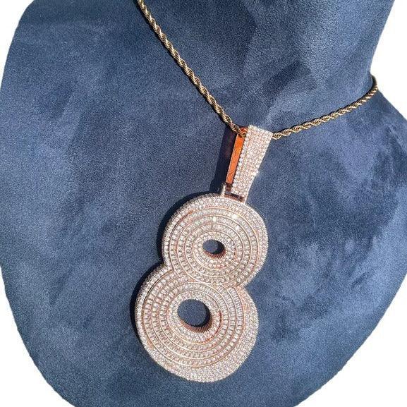 Men's Big Digit Necklace | Premium Copper CZ Infinity Wealth Jewelry Caratix - CaratixJewelry