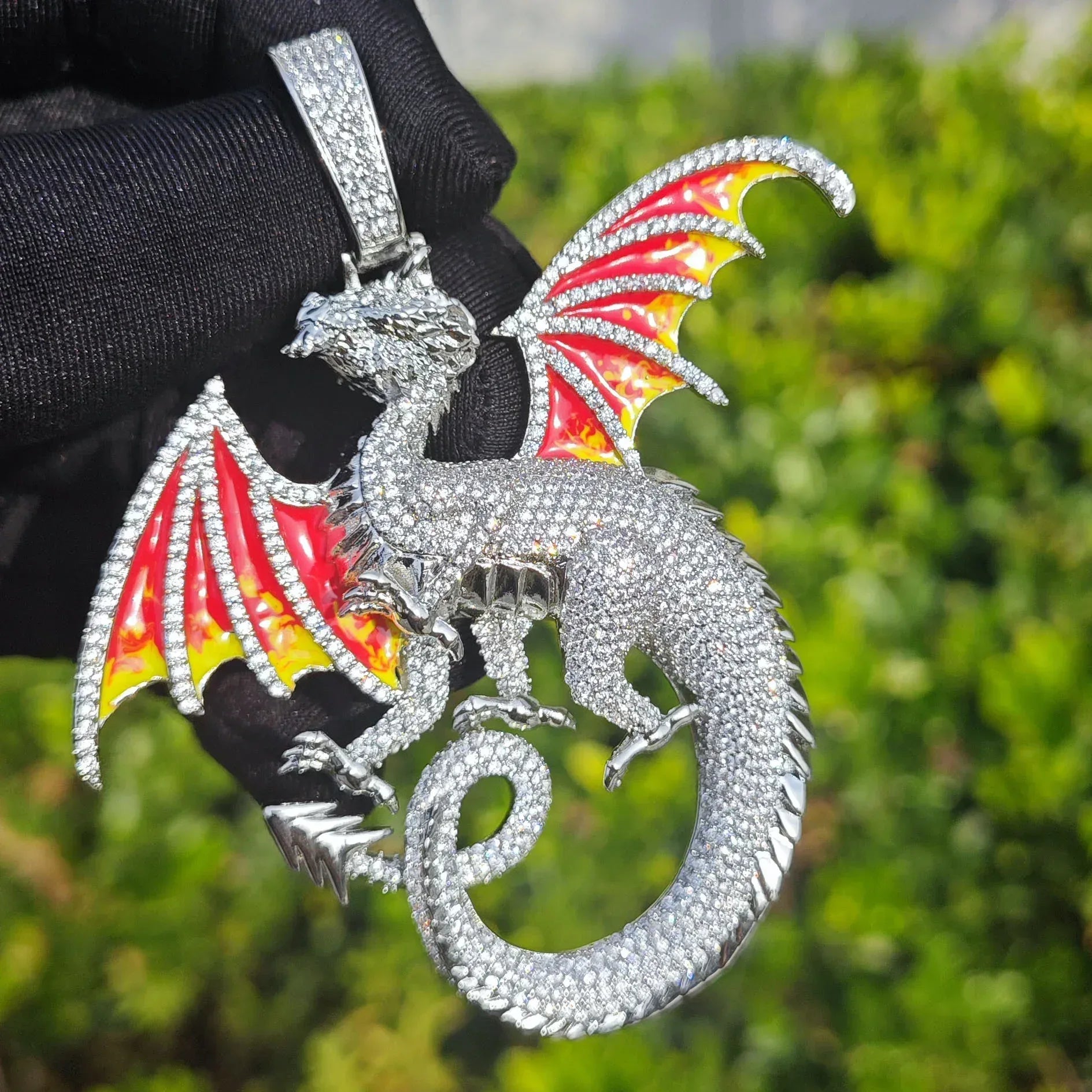 Iced Out Black Dragon Pendant Necklace – Hip Hop CZ Bold Designer Streetwear Jewelry - CaratixJewelry