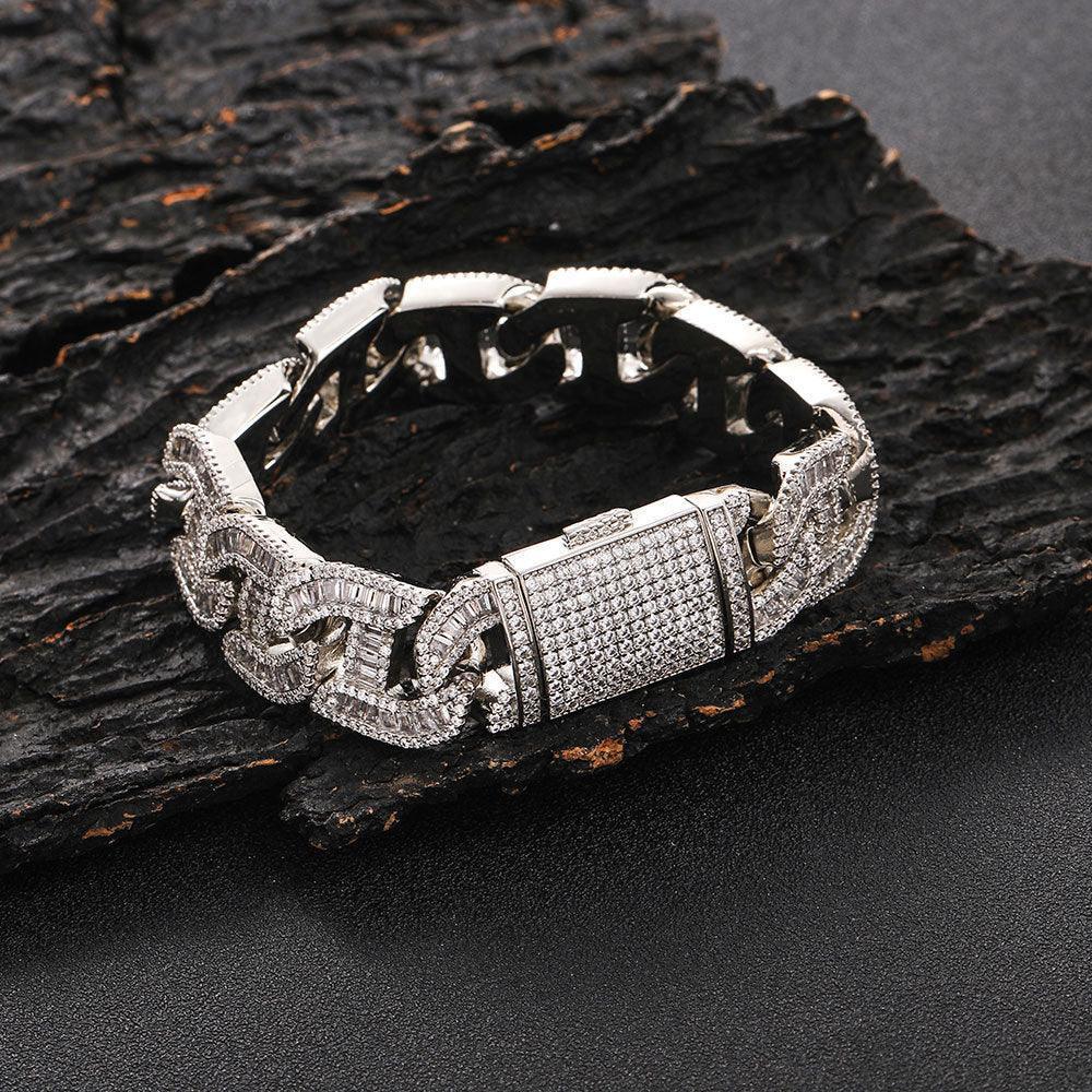 16mm T-Shaped Zircon Cuban Link Bracelet - CaratixJewelry