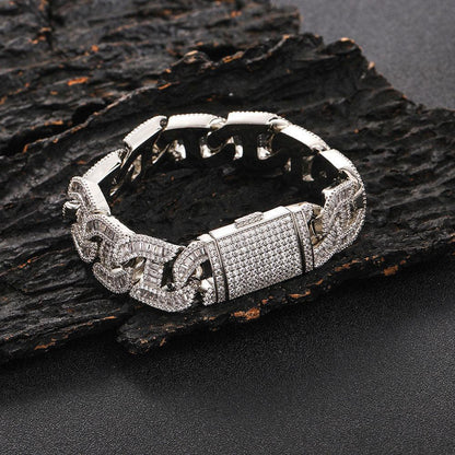 16mm T-Shaped Zircon Cuban Link Bracelet - CaratixJewelry