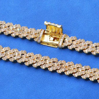 Custom 10mm Rhombus Baguette Cuban Link Bracelet - CaratixJewelry