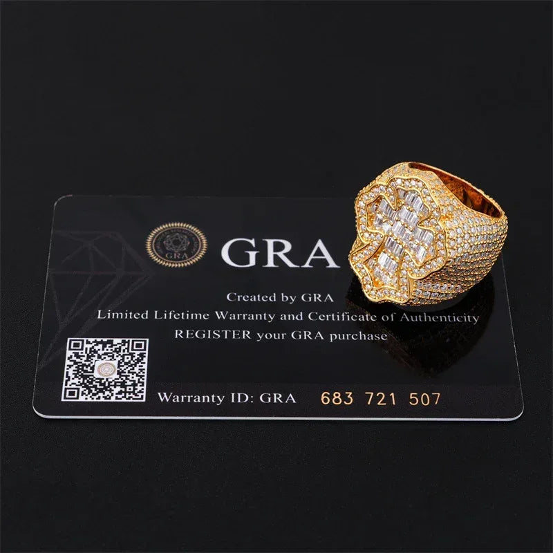 D-Color VVS Step-Cut Moissanite Ring | S925 Silver Unisex Iced Out Fashion Jewelry - CaratixJewelry