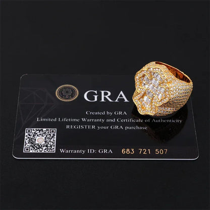 D-Color VVS Step-Cut Moissanite Ring | S925 Silver Unisex Iced Out Fashion Jewelry - CaratixJewelry
