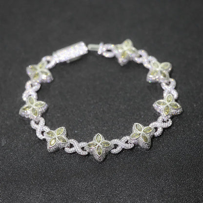 8mm S925 Silver Moissanite Infinity 8 Clover Cuban Chain | VVS Moissanite Rapper Chain | Tester Passed | Caratix - CaratixJewelry