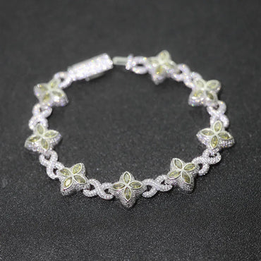 8mm S925 Sterling Silver Moissanite Infinity 8 Cuban Bracelet | VVS Moissanite Clover Link | Luxury Gold Chain Rapper Style | Caratix - CaratixJewelry
