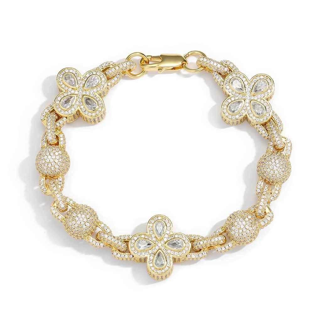 Iced-Out Bubble Bead Chain Bracelet with Zircon Stones for Men | Caratix Jewelry - CaratixJewelry