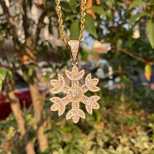 Iced Out 3D Snowflake Pendant | Men's Sub-Zero Glacier Necklace | Premium Copper CZ Frostbite Jewelry | Cold Hearted Bling | Caratix - CaratixJewelry