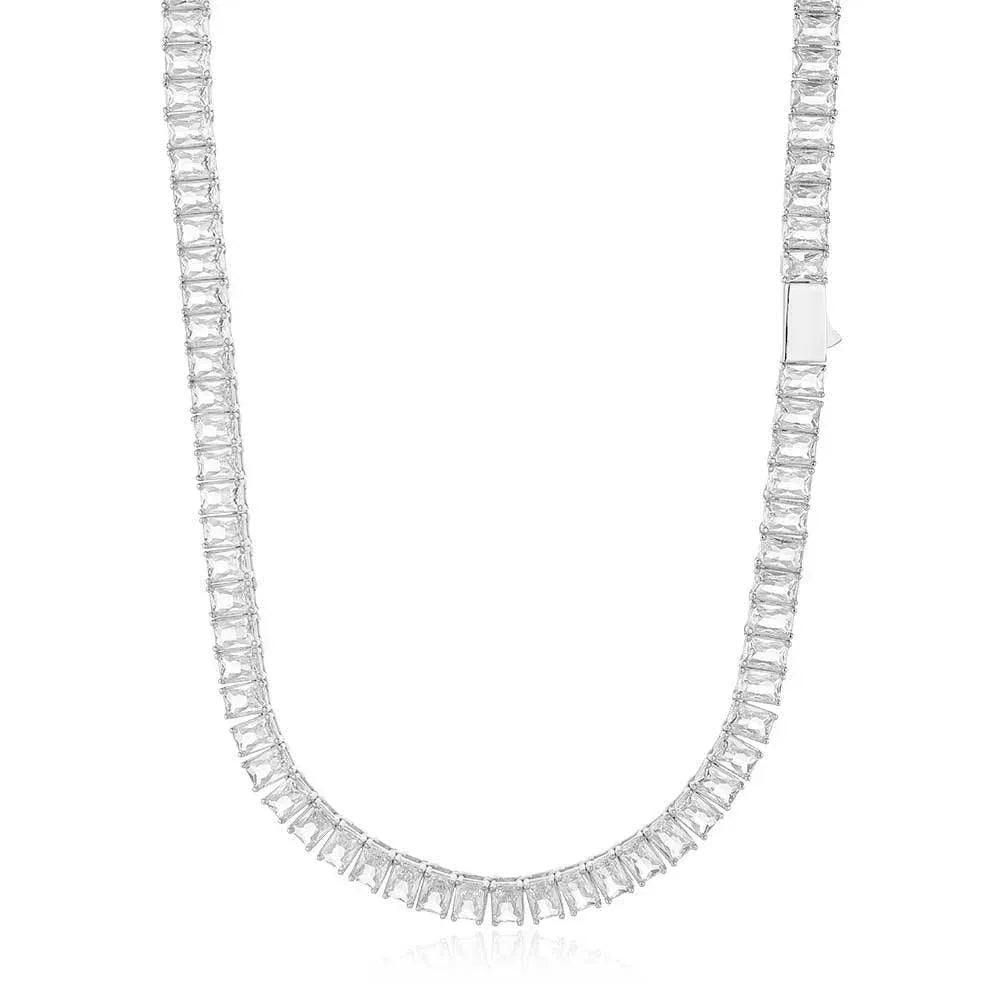6mm Rectangular Moissanite Tennis Chain Necklace for Women – S925 Sterling Silver Luxury Hip Hop Jewelry - CaratixJewelry