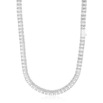 6mm Iced Out Tennis Chain Necklace Rectangle Zircon Cuban Link Chain Style | Caratix Jewelry - CaratixJewelry