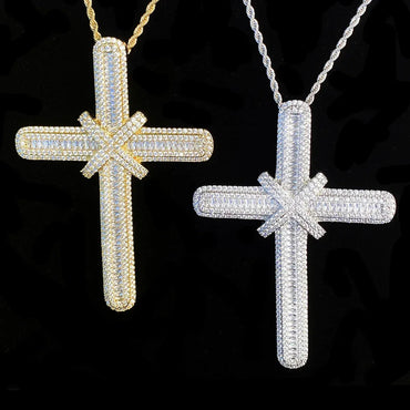 Iced Out Oversized "Grand Cross" Pendant | Men's Real Copper Big Cross Necklace - CaratixJewelry