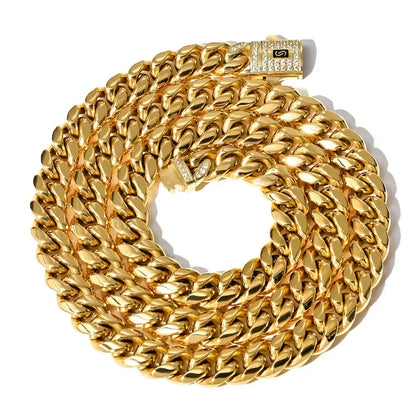 Polished Cuban Chain Necklace Stainless Steel Hip Hop Jewelry for Men | Caratix Jewelry - CaratixJewelry
