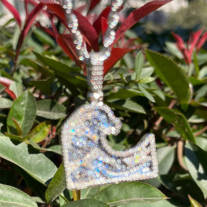 Iced Out Great Wave of Kanagawa Pendant | Men's Hokusai Art Necklace | Blue & White CZ Japanese Jewelry | Ukiyo-e Streetwear Bling | Caratix - CaratixJewelry