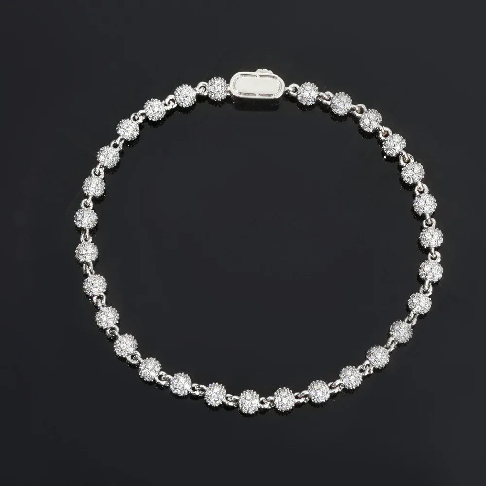 Custom 4mm Fully Iced-Out Round Bead Bracelet | Versatile Rapper Iced Out Chain | Caratix - CaratixJewelry