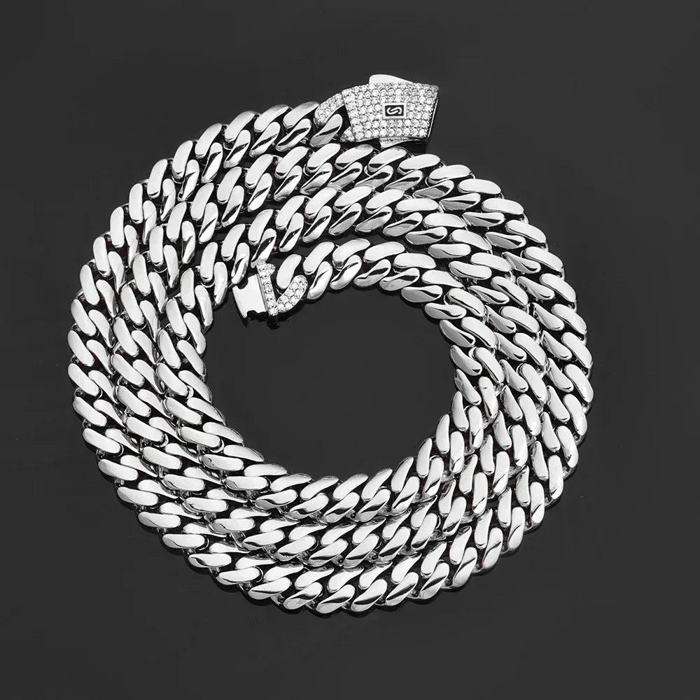 Polished Cuban Chain Necklace 14K Gold Tone Hip Hop Jewelry for Men | Caratix Jewelry - CaratixJewelry