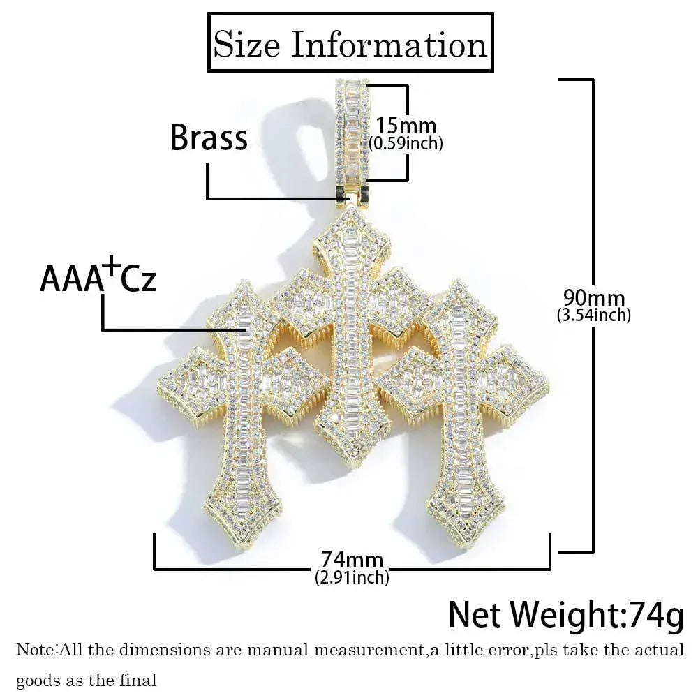 S925 Silver Moissanite Cross Pendant Necklace for Men | Caratix Jewelry - CaratixJewelry