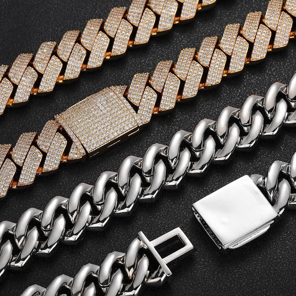 25mm 3-Row Full Zircon Iced Out Cuban Chain Necklace - CaratixJewelry