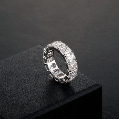 S925 Sterling Silver Moissanite Ring | Men's Iced Out Band Size 7-11 | Caratix