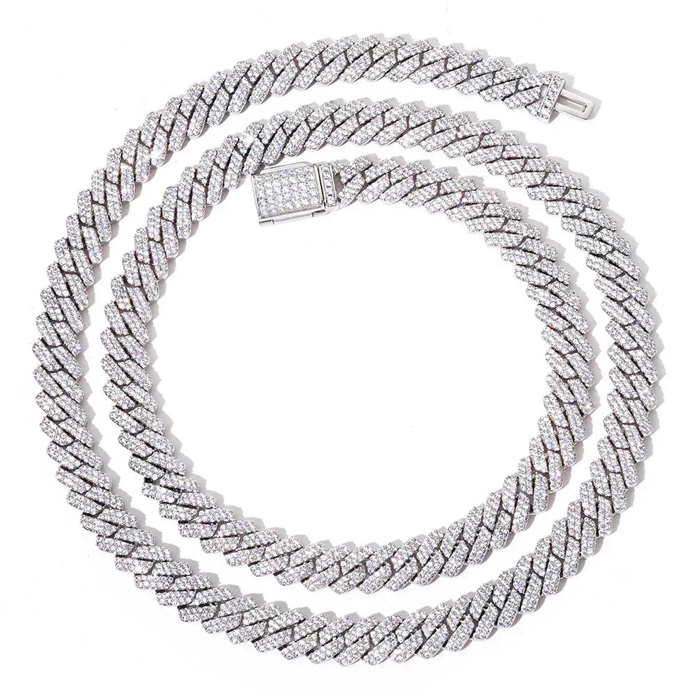 8mm Double-Row Moissanite Cuban Link Chain – S925 Sterling Silver Iced-Out Luxury Hip Hop Men’s Statement Necklace - CaratixJewelry