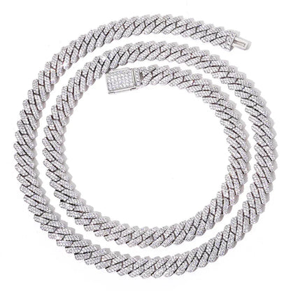 8mm Double-Row Moissanite Cuban Link Chain – S925 Sterling Silver Iced-Out Luxury Hip Hop Men’s Statement Necklace - CaratixJewelry