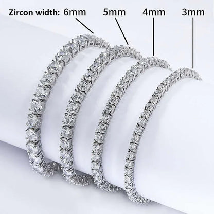 Single Row Zircon Tennis Chain Bracelet with Spring Clasp for Men | Caratix Jewelry - CaratixJewelry