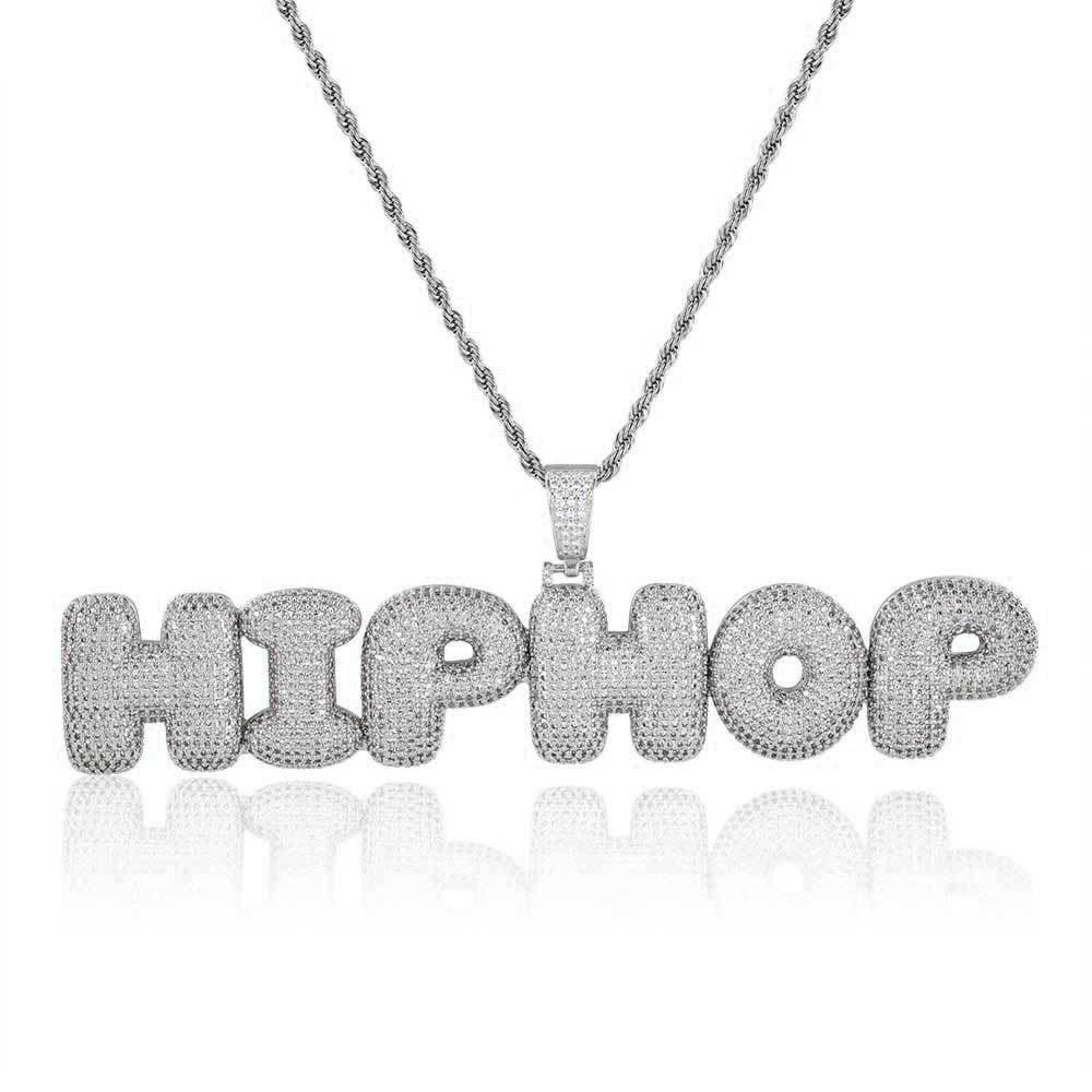 Bubble Letter Pendant Necklace with Micro-Pave Zircon for Men | Creative Hip Hop Jewelry | Caratix Jewelry - CaratixJewelry