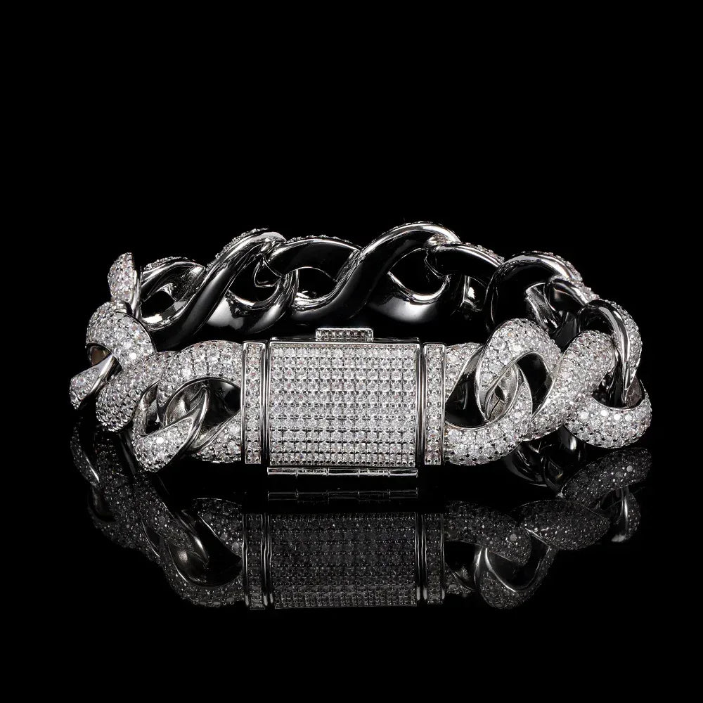 15mm Figure 8 Chain Bracelet Zircon Hip Hop Jewelry for Men | Caratix Jewelry - CaratixJewelry