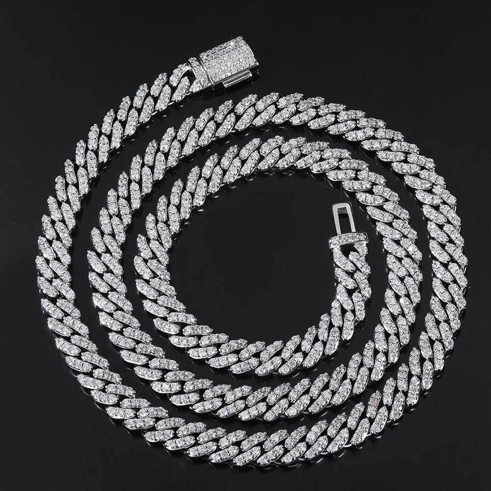 8mm Single Row Cuban Chain Necklace with Full Zircon Stones for Men | Caratix Jewelry - CaratixJewelry