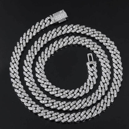 8mm Single Row Cuban Chain Necklace with Full Zircon Stones for Men | Caratix Jewelry - CaratixJewelry
