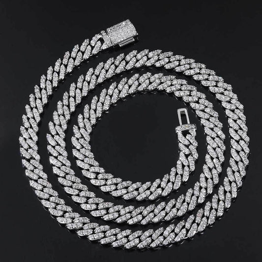 8mm Single Row Cuban Chain Necklace with Full Zircon Stones for Men | Caratix Jewelry - CaratixJewelry