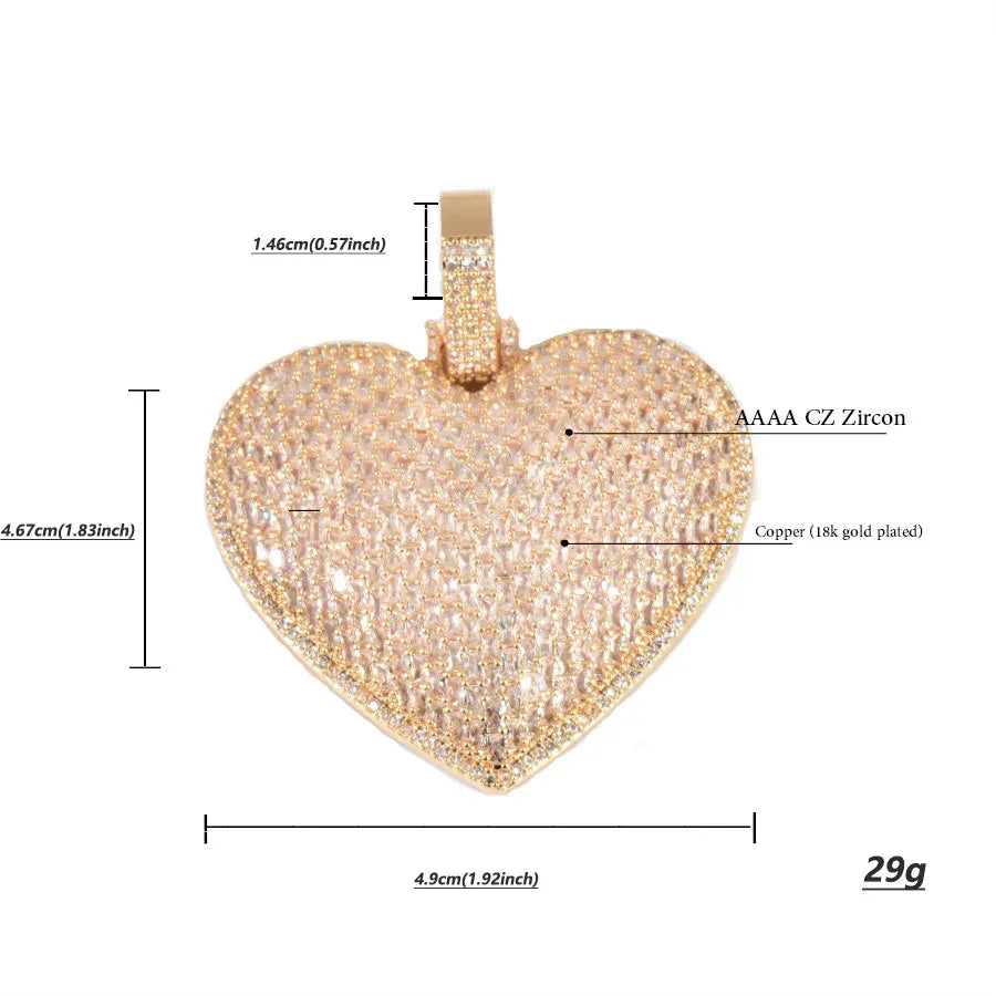 Iced Out Big Heart Pendant Necklace – Hip Hop CZ Trendy Streetwear Jewelry - CaratixJewelry