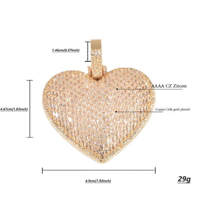 Iced Out Big Heart Pendant Necklace – Hip Hop CZ Trendy Streetwear Jewelry - CaratixJewelry