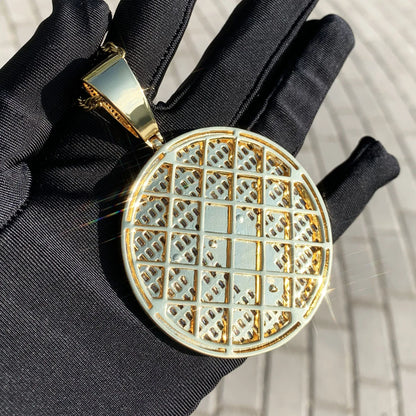 Iced Out Double Gun Cross Round Pendant Necklace – Hip Hop Step-Cut CZ Copper Jewelry - CaratixJewelry