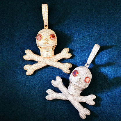 Red-Eye Skull Pendant Necklace | Gold/Silver CZ Hip Hop Men’s Trend Jewelry - CaratixJewelry
