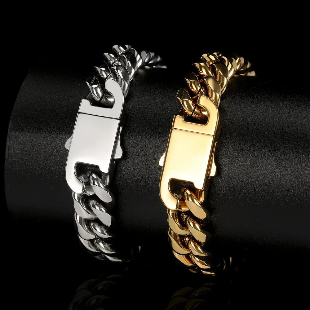 Miami Cuban Chain Necklace Stainless Steel Titanium Hip Hop Jewelry for Men | Caratix Jewelry - CaratixJewelry