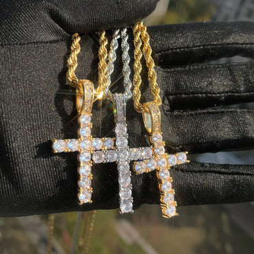 Claw-Set CZ Cross Pendant | Rock Nightclub Men’s Necklace - CaratixJewelry