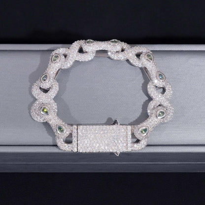 13mm Moissanite Figure-Eight Bracelet | S925 Silver Iced Out Hip Hop Jewelry - CaratixJewelry