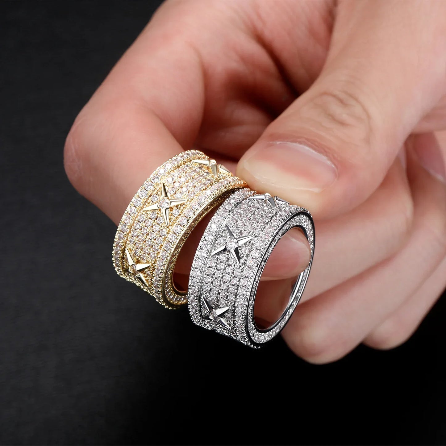Unisex Vintage Iced Out Ring | Full Micro-Pave Round Band | Caratix