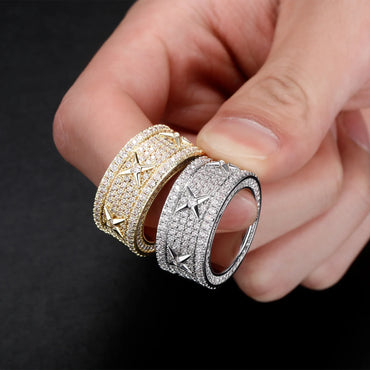 Unisex Vintage Iced Out Ring | Full Micro-Pave Round Band | Caratix