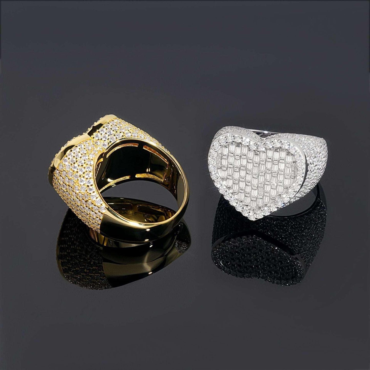 Heart Moissanite Iced Out Ring | S925 Silver Unisex Hip Hop Fashion Jewelry - CaratixJewelry