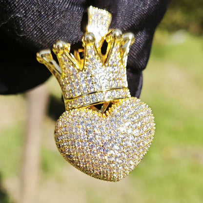 Romantic Heart Pendant Necklace | CZ Iced Out Hip Hop Unisex Trend Jewelry - CaratixJewelry