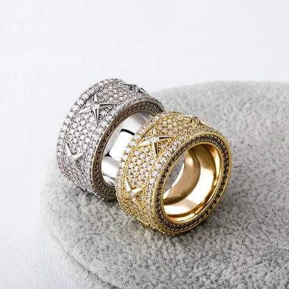 Unisex Vintage Iced Out Ring | Full Micro-Pave Round Band | Caratix